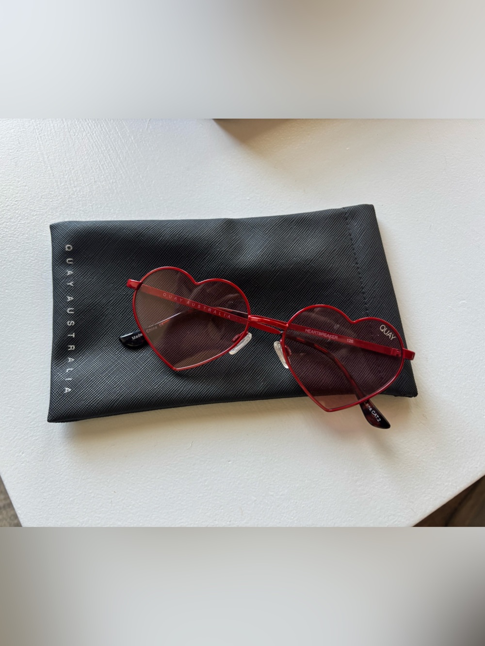 QUAY Heartbreaker Red Heart-Shaped Sunglasses